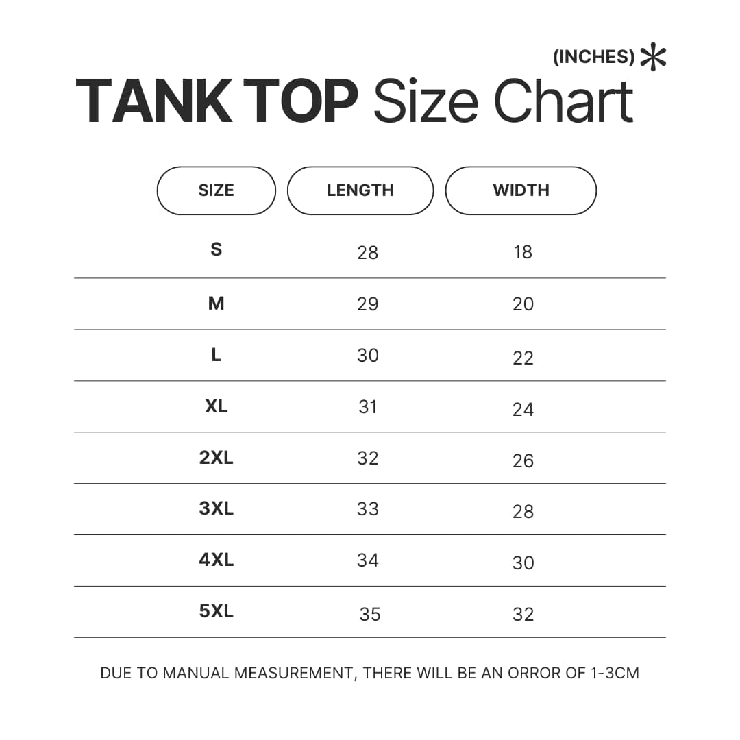 Tank Top Size Chart - Popeye Merch
