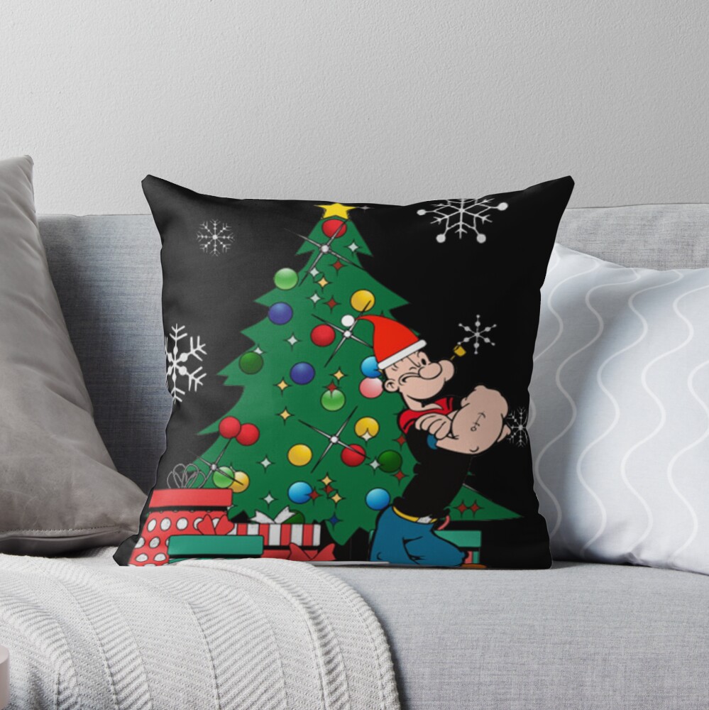 Merry Christmas Popeye Throw Pillow